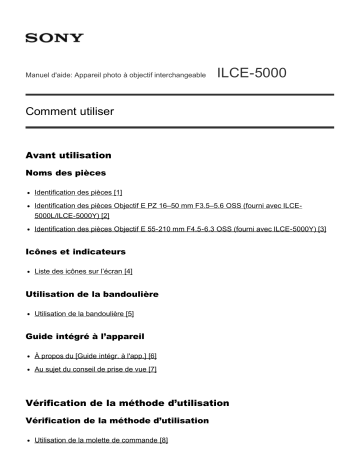 ILCE 5000 | Sony α 5000 Manuel utilisateur | Fixfr
