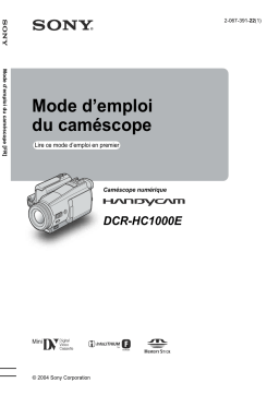 Sony DCR-HC1000E Mode d'emploi