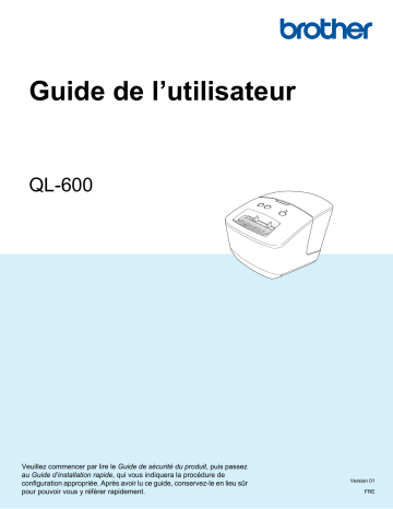 Manuel du propriétaire | Brother QL-600 Manuel utilisateur | Fixfr