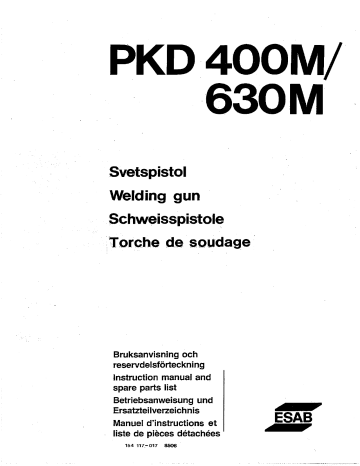 PKD 400M | ESAB PKD 630M Manuel utilisateur | Fixfr