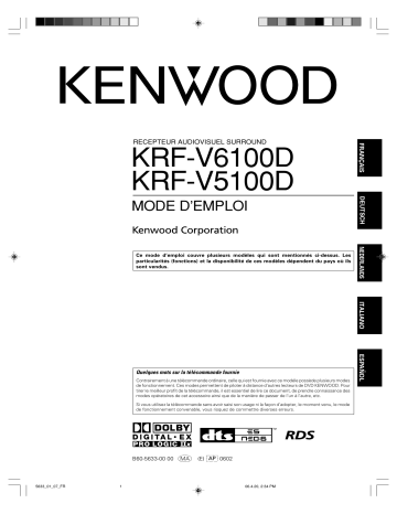 Manuel du propriétaire | Kenwood KRF-V6100D Manuel utilisateur | Fixfr