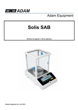 Adam Equipment Solis Precision Balance Manuel utilisateur