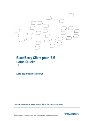 Manuel du propriétaire | Blackberry CLIENT POUR IBM LOTUS QUICKR-044 Manuel utilisateur | Fixfr