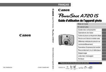 Mode d'emploi | Canon PowerShot A720 IS Manuel utilisateur | Fixfr