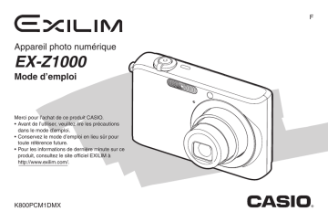 Casio EX-Z1000 Manuel utilisateur | Fixfr