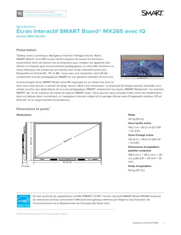 SMART Technologies Board MX spécification | Fixfr