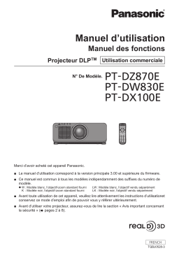 Panasonic PT-DW830E Manuel utilisateur