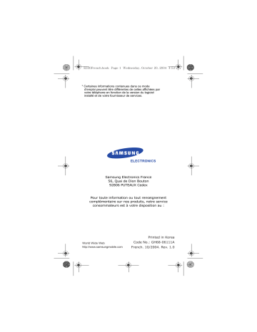 Mode d'emploi | Samsung SGH-E330 Manuel utilisateur | Fixfr