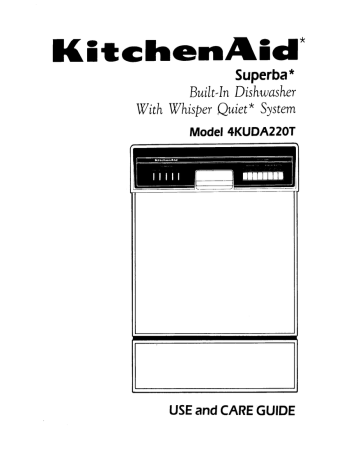 KitchenAid 4KUDA22OT Dishwasher User Manual | Fixfr