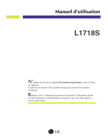 Manuel du propriétaire | LG L1718S-SN Manuel utilisateur | Fixfr