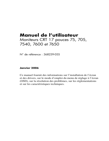 Manuel du propriétaire | Compaq 7600 Manuel utilisateur | Fixfr