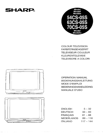 Manuel du propriétaire | Sharp 54/63/70CS-05S Manuel utilisateur | Fixfr