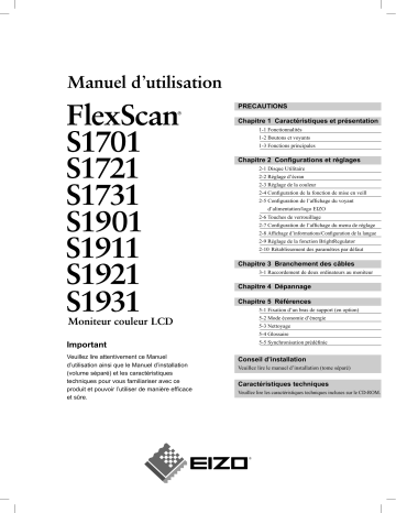 Manuel du propriétaire | Eizo FLEXSCAN S1911 Manuel utilisateur | Fixfr