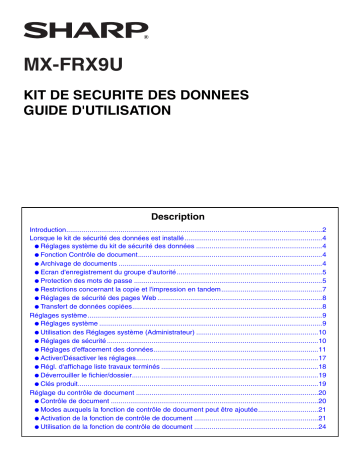 Manuel du propriétaire | Sharp MX-FRX9U Manuel utilisateur | Fixfr