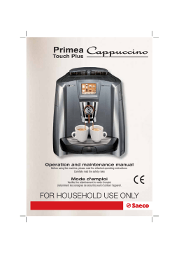 Saeco Primea Cappuccino Touch Plus Manuel utilisateur