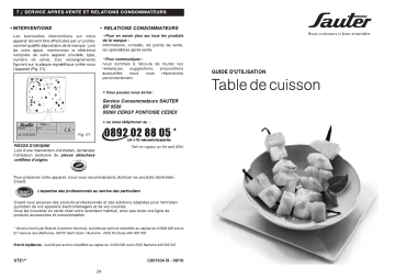 Manuel du propriétaire | sauter STE 117F Manuel utilisateur | Fixfr