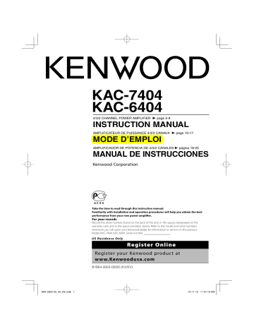 Manuel du propriétaire | Kenwood KAC-6404 Manuel utilisateur | Fixfr