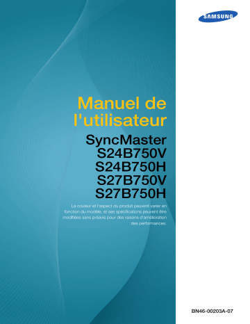 Manuel du propriétaire | Samsung SYNCMASTER S27B750H Manuel utilisateur | Fixfr