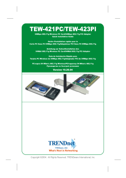 Trendnet TEW-421PC 54Mbps 802.11g Wireless PC Card Manuel utilisateur