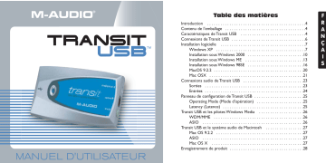 M-Audio Transit USB Manuel utilisateur | Fixfr