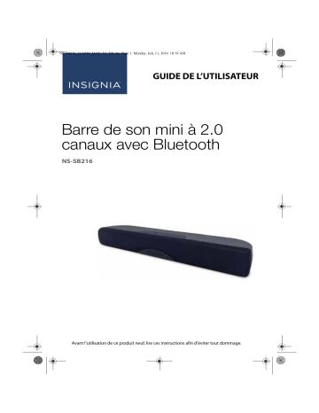 Insignia NS-SB216 2.0-Channel Soundbar Mode d'emploi | Fixfr