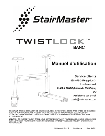 Manuel du propriétaire | Stairmaster TwistLock Dumbbells Manuel utilisateur | Fixfr