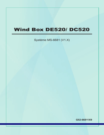 Manuel du propriétaire | MSI WIND BOX DE520 Manuel utilisateur | Fixfr