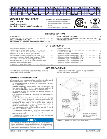 EU12A-CY | EU15A-CY | EB17F-CY | EU10A-CY | EB23F-CY | EB20F-CY | EB20F | EB23F | EB12F | EB15F | EU12A | EU10A | EU20A | EU23A | EU15A | EU17A | EU23A-CY | EU17A-CY | EU20A-CY | EB12F-CY | EB15F-CY | Century EB10F-CY ELEC DOWNFLOW FURNACE - 10KW Manuel utilisateur | Fixfr