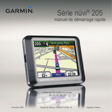 Nüvi 255 W | Nüvi 265 | Nüvi 255 | Nüvi 265 W | Guide de démarrage rapide | Garmin nuvi 205 Manuel utilisateur | Fixfr