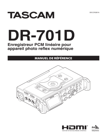 Tascam DR 701D Manuel utilisateur | Fixfr