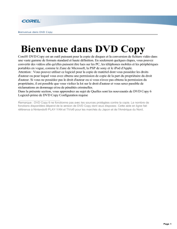 Corel DVD Copy 6 Mode d'emploi | Fixfr