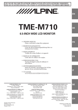 Alpine TME-M710 Manuel utilisateur