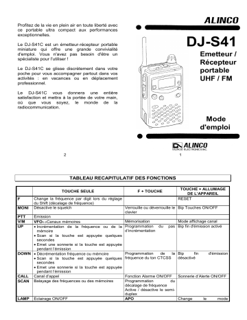 Manuel du propriétaire | Alinco DJ-S41 Manuel utilisateur | Fixfr