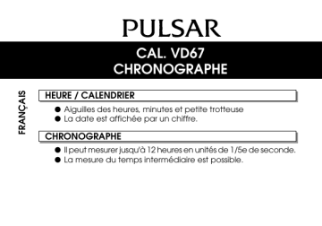 Mode d'emploi | Pulsar VD67 Manuel utilisateur | Fixfr