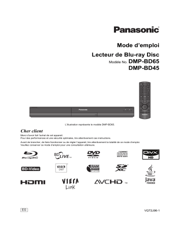 Manuel du propriétaire | Panasonic DMPBD45 Manuel utilisateur | Fixfr