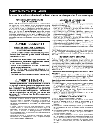 Guide d'installation | Gibson Blower Kit - Variable Speed Single Stage Manuel utilisateur | Fixfr