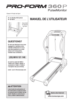 Pro-Form 360 P TREADMILL PETL30134 Manuel utilisateur