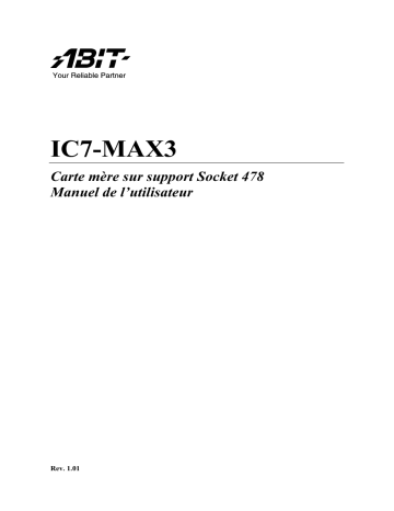 Manuel du propriétaire | Abit IC7-MAX3 REV 1.01 Manuel utilisateur | Fixfr