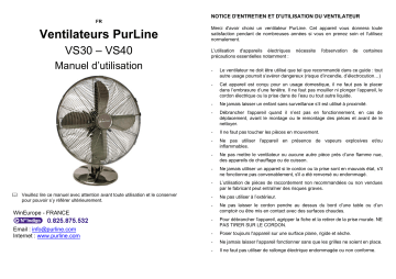 Manuel du propriétaire | PUR LINE VS30 Manuel utilisateur | Fixfr