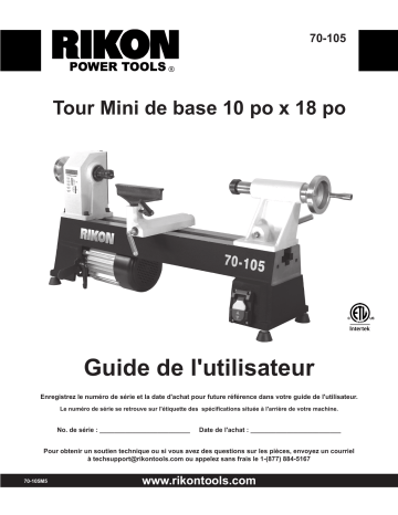 Rikon Power Tools 70-105 Manuel utilisateur | Fixfr