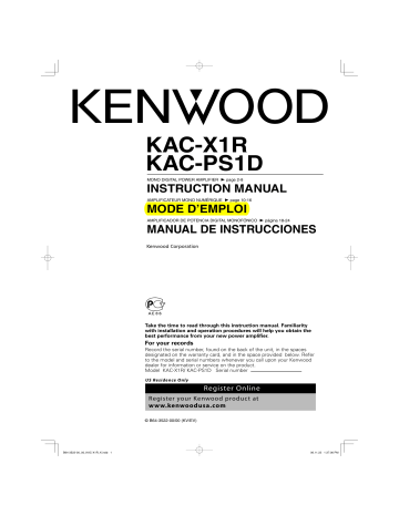 Manuel du propriétaire | Kenwood KAC-X1R Manuel utilisateur | Fixfr