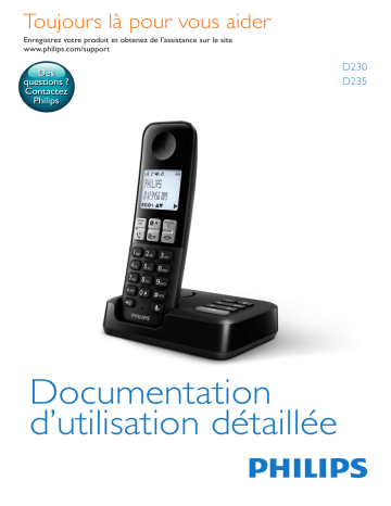 Manuel du propriétaire | Philips D2303B Téléphone sans fil Manuel utilisateur | Fixfr