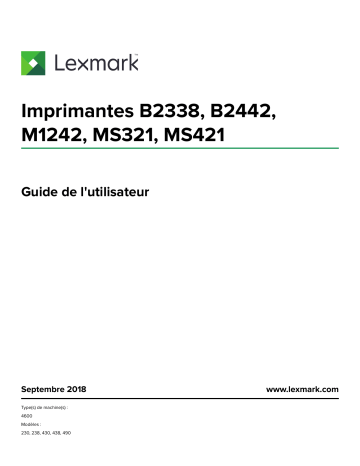 Manuel du propriétaire | Lexmark B2442DW Manuel utilisateur | Fixfr