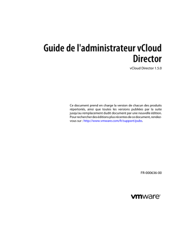 Mode d'emploi | VMware vCloud Director 1.5 Manuel utilisateur | Fixfr