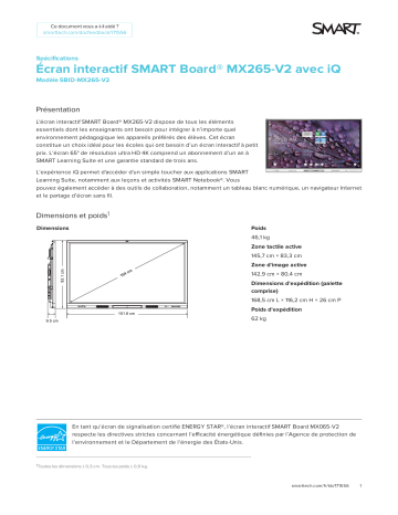 SMART Technologies Board MX (V2) spécification | Fixfr