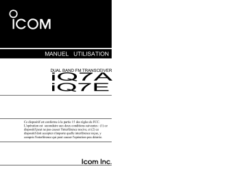 Manuel du propriétaire | ICOM IC-Q7A Manuel utilisateur | Fixfr