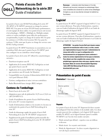 Dell W-Series 207 Access Points Guide de démarrage rapide | Fixfr