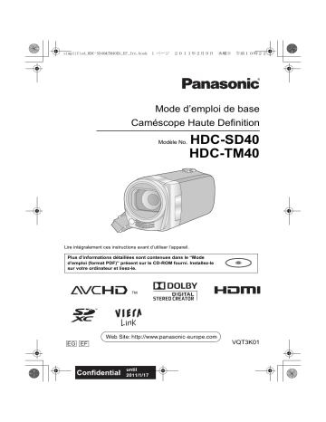 HDC TM40 | Panasonic HDC SD40 Mode d'emploi | Fixfr