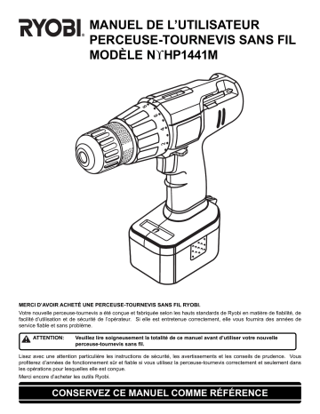 Manuel du propriétaire | Ryobi HP1441MK2 Manuel utilisateur | Fixfr