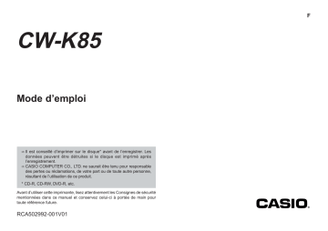 Manuel du propriétaire | Casio CW-K85 Manuel utilisateur | Fixfr